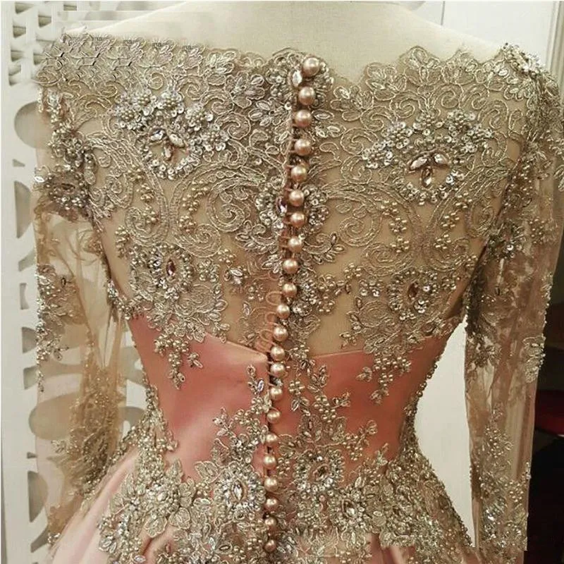 Women Formal Wear Dubai - Румяно-розовое золото Вечерние платья с длинными