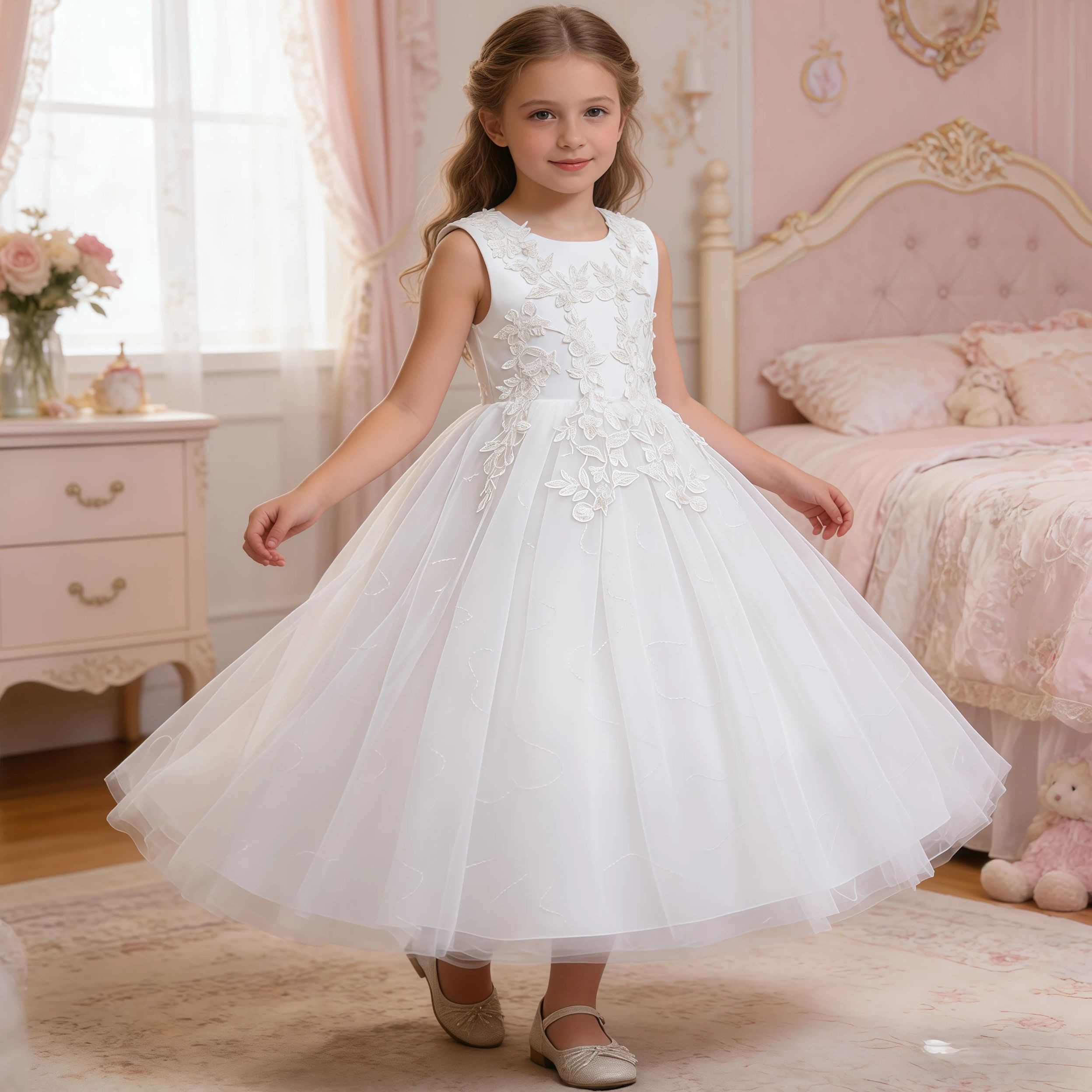 Women'S Formal Wear For Girls - Длинное белое платье для девочек-подростков с