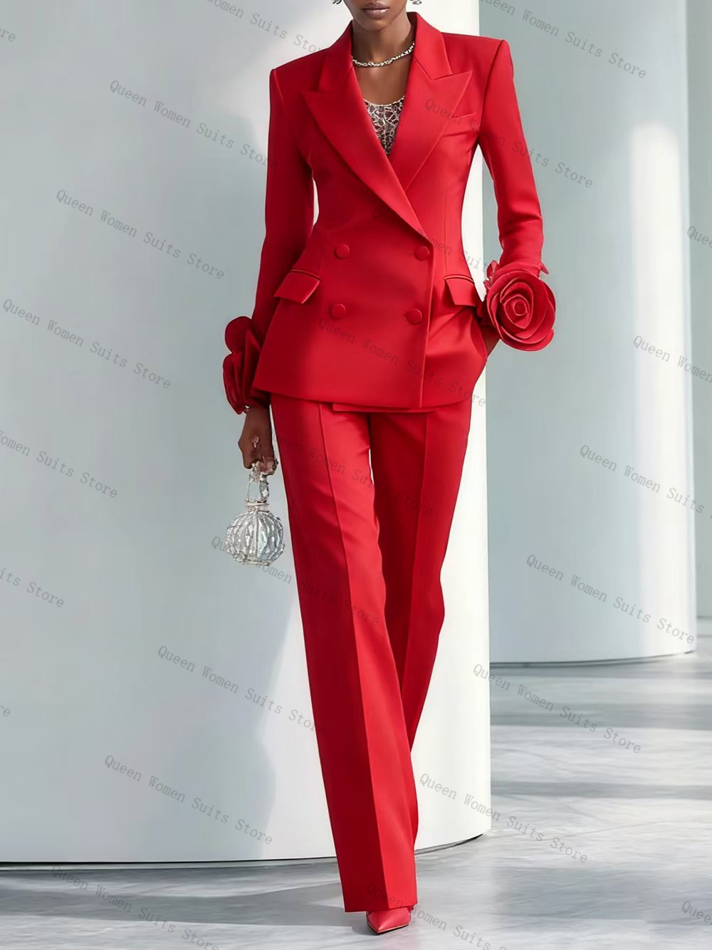 Women'S Formal Wear For A Wedding Guest - Роскошный красный женский костюм, комплект из